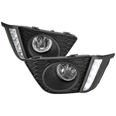 Spec-D Tuning 15-17 Honda Fit Fog Light With Day Time Running Light- Clear LF-FIT15CDRL-HZ